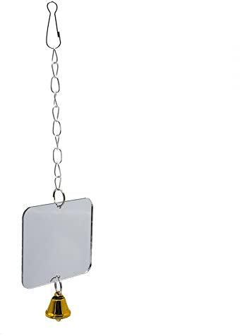 MiOYOOW Vogelspiegel,Acryl Papageienspiegel Hängend Sittich Spiegel Spielzeug mit Seilstange und Glocke für Wellensittiche Ittiche Papageien Nymphensittiche