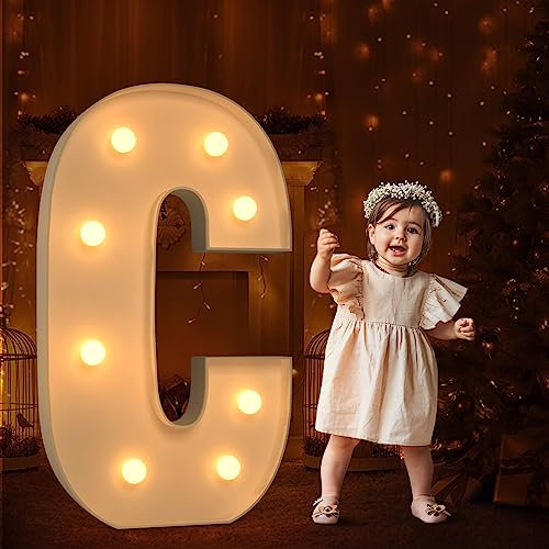 Tongjoy 3FT Marquee Light Up Letters, Large Marquee Letters, DIY Giant Letters for Baby Shower Birthday Party Backdrop Decorations, Light Up Letters for Wedding Decor, Kids' Mosaic Kits Letter C