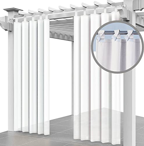 Ferocity Outdoor Vorhang Schlaufengardine Transparent 220 x 155 cm Gartenlauben Balkon-Vorhänge Gardinen Verdunkelungsvorhänge, Vorhang Wasserdicht für Pavillon Strandhaus (1 Panel) Weiß FIRAN [129]