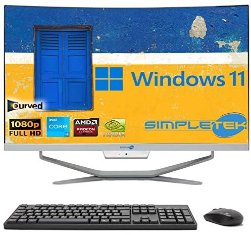 SIMPLETEK - PC All in One Curved Display 24 Core i3 Video Card GTX1660 6GB Windows 11 | 64GB RAM SSD 4TB | Work, Gaming