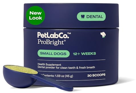 PetLab Co. ProBright Dental Powder - Dog Breath Freshener - Teeth Cleaning Made Easy – Targets Tartar & Bad Breath - Formulated for Small Dogs - Packaging May Vary