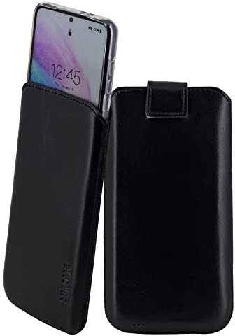 Suncase Etui Tasche kompatibel mit Google Pixel 8 Pro 5G Hülle mit ZUSÄTZLICHER Case/Schale/Bumper Lasche mit Rückzugfunktion Handytasche Ledertasche Schutzhülle in schwarz