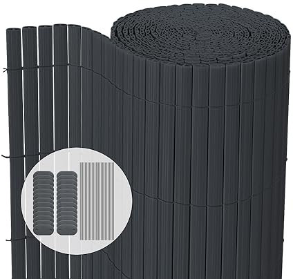 VOUNOT® Canisse en PVC Brise Vue Ultra Renforcé avec Attaches de Fixation Double Face pour Jardin Balcon et Terrasse Résistante à la Corrosion et aux Intempéries 80x500cm Gris