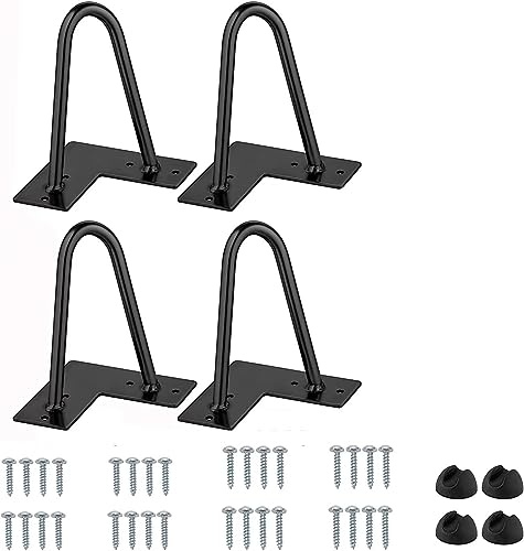 Thanaddo 4X Hairpin Legs Haarnadel Tischbeine, DIY Doppelstab Möbelfüße für Schreibtisch Esstischbeine,Mit Bodenschoner und 32pcs Schrauben (15cm 2 Streben)