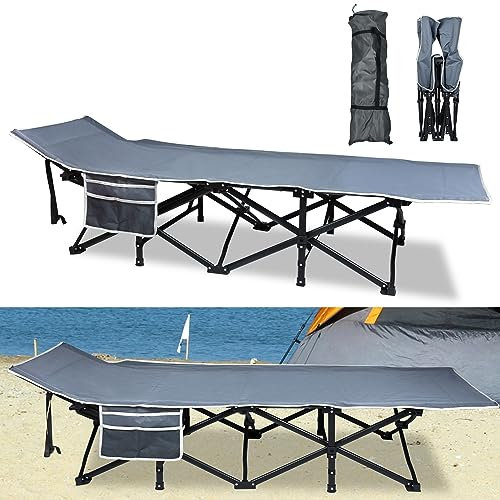CEEDIR 190 x 62 x 38 cm Feldbett Campingbett Klappbar Klappbett Campingliege Feldbetten stabile Metallrohr 250kg Belastbar Campingbetten Tragbar inkl. Tragetasche und Seitentasche für Camping Strand