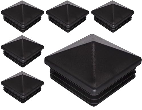 SKIR'CO (6 pièces) Bouchons Carrés en Plastique 80 x 80 mm, Embouts de Tube, Bouchons de Poteau de Clôture, Inserts de Tube Carrés, Noir RAL 9005
