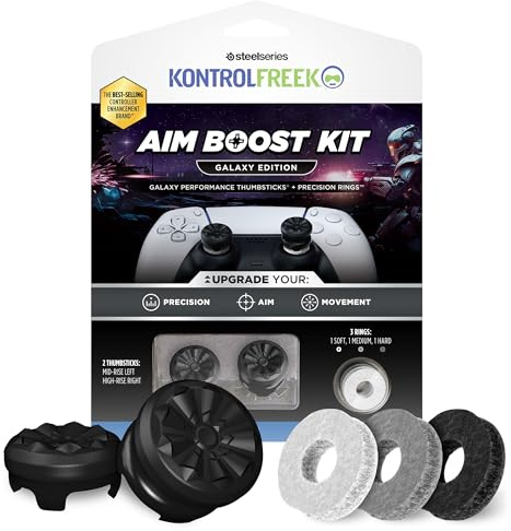 KontrolFreek Kit Aim Boost per controller Playstation 5 (PS5) e Playstation 4 (PS4), include levette e anelli di precisione, Black Galaxy Edition