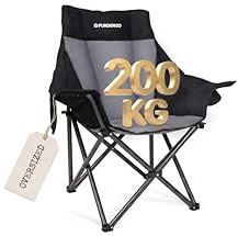 FUNDANGO Übergroßer Campingstuhl Faltbar 200 kg, Camping Stuhl Übergroßer campingstuhl hochlehner, Bequem Gepolster Campingstuhl für Garten Outdoor Angeln, Faltstuhl Camping Anglerstuhl Gartenstuhl