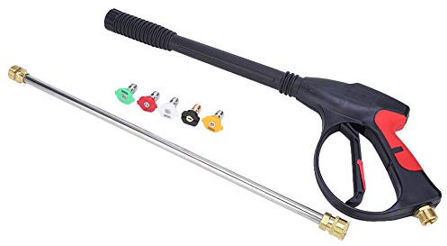 Pistolet de nettoyage haute pression avec 5 buses, tuyau en acier pour maximum de 4000 psi, convient pour revêtement résidentiel, équipement de lavage/2 rondelles BSP