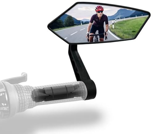 Homieway Bike Mirror, HD Glass Bicycle Mirrors for Handlebar Mount, Adjustable Bar End Bike Rear View Mirror, Scratch Resistant Handlebar Mirrors for E-bike,Mountain Bike & Scooter(Right 0.59-0.78)