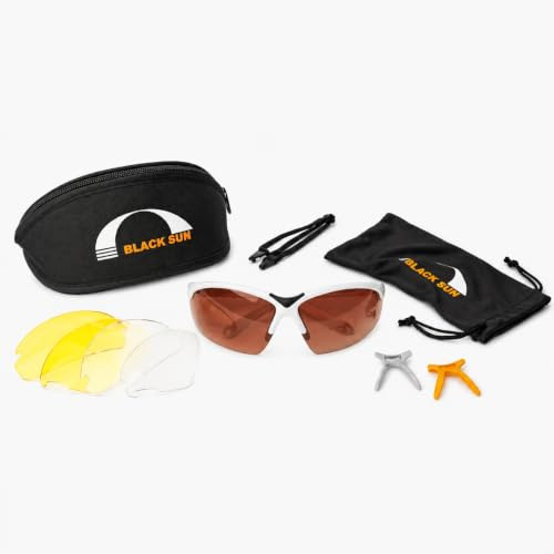 BLACK SUN Fahrrad-Lesebrille Starter Set – Fahrradbrille Sportbrille mit Sehstärke, 3 Paar Gläser (Gelb, Klar, Braun), UV-400 Schutz