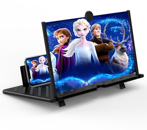 20 Screen Magnifier –3D HD Mobile Phone Magnifier Projector Screen for Movies, Videos, and Gaming–Foldable Phone Stand with Screen Amplifier–Supports All Smartphones (Black-20inch)
