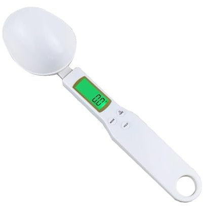 INF Digitale Küchenwaage mit Messlöffel 500 g, LCD-Bildschirm, Einfach zu säubern, Praktische Funktionen, Klarer LCD-Bildschirm, weiß