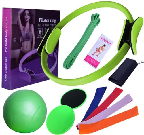 Solinder Pilates-Ring-Kreis Pilates-Ausrüstung für Heimtraining, Pilates-Ring- und Ball-Set, Widerstandsbänder und mehr, perfekt für Heim-Pilates-Ausrüstung