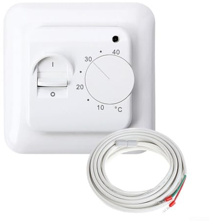 Feegow Mechanischer Raumthermostat – Thermostatsteuerung für elektrische Fußbodenheizung, Wandmontage, energiesparende Innovationssteuerungen, Weiß