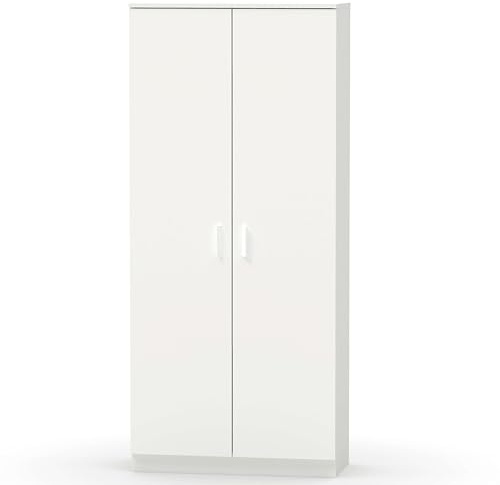 Miroytengo Armario Multiusos Escobero 1 Estante Superior Regulable en Altura Blanco Melamina 180x80x35 cm
