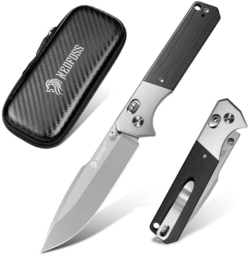 NedFoss BEAST III Klappmesser, 14C28N Stahl Taschenmesser mit Axis-Lock | 8.5CM Einhandmesser mit G10 Griff, Outdoor Messer mit Gürtelclip, Survival Messer für den Alltag, Sammlung & Geschenk