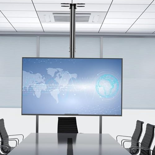 XDAWQP Support TV au Plafond – Support de Plafond inclinable réglable pour TV, s'adapte à la Plupart des écrans Plats LCD de 32 à 75 Pouces et des téléviseurs incurvés, Support de Montage TV au pla