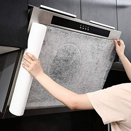 Cooker Hood Grease Filter Paper, Universal Oil Absorbing Non Woven Range Hood Filter Sheets, Cut to Fit, High Temperature, Easy Storage, Prevent Fumes (White,S)