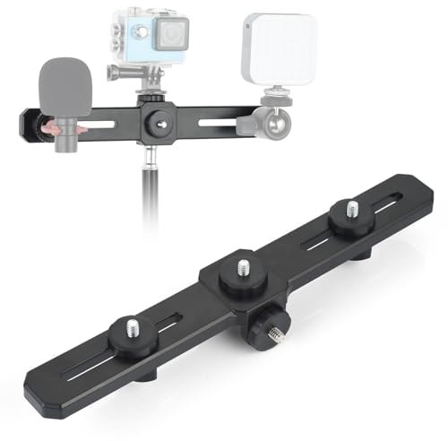 UTEBIT 4 en 1 Bracket Flash 27 cm, Vis 1/4 Support Flash Extension, Adaptateur Sabot de Flash, Accessoires pour Appareil Photo Reflex numérique, Microphone, Lampe Flash, Lumière LED