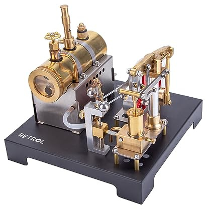 Joytopiaminds Retro SE-01 Dampfmaschinenmodell, stationäre Dampfmaschine aus Metall mit horizontalem Kessel für physikalische Experimente (Bausatz/84 Teile)