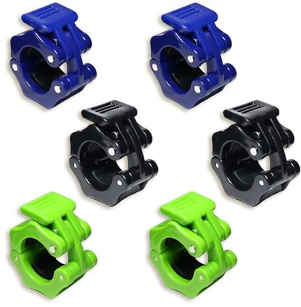 Cosstream Hantelverschlüsse Hantelstangen Verschluss - 6 Stück Hantel Schnellverschluss Langhantel Klemmen Schnellverriegelung für Workout Gewichtheben Training Fitness Zubehör Schwarz Blau Grün