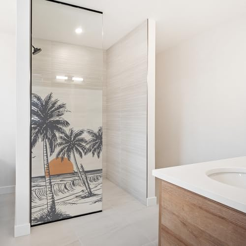 yabaduu Film Dépoli Occultant Paroi de Douche et Fenêtre Salle de Bain Film Givré Autocollant Imperméable Anti Regard Sticker Décoratif Vitrage Opaque YX001 (15 Plage Noire, 50 x 80 cm)