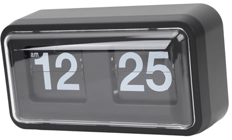 Naroote Flip Clock, Orologio Meccanico Orologio retrò Digital Numero Distanza Distanza Clock Vintage Down Scaffali con Copertura Trasparente per Decorazioni per la Casa e l'ufficio (BLACK)