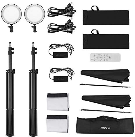 Kit di Luce a LED a LED SUFBOX STUDIO PROFESSIONE JURUOPI INCLUSI SOFTBOXE da 50 * da 70 Cm * 2 + 45W Temperatura Due Colori 3200K-6400K Luci Dimmerabili * 2 + M Stands *