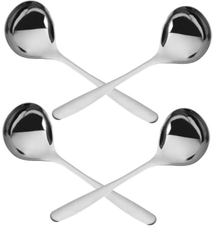 CIYODO 4 pièces Louche à Soupe Inox à Capacité pour Cuisson Familiale Cuillère de Service Tête Lot de Cuillères Longues pour Sauces Soupes et Ragoûts Facile à Nettoyer