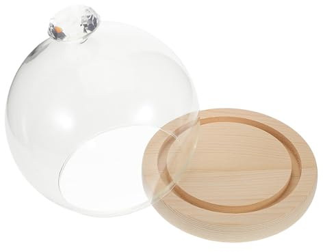 Toyvian Glass Cloche Dome Showcasing Items Elegant Display Case with Wood Base with Stable Base and Unique Knob Design for Home Decor and DIY Design