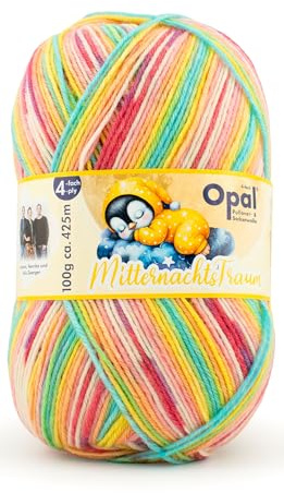 Opal Mitternachtstraum Sockenwolle, 4-fach, 75% Schurwolle Superwash, 25% Polyamid, 100g, 425m Lauflänge, für Strickprojekte, Nadelstärke 2,5-3,0mm (11646 Eisschwimmen)