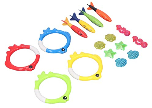 Fdit Diving Swimming Toy, Fun Diving Game Fish Seahorses Rings for Kids Underwater Pool Game Plastic Material