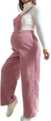 Montesy Tuta premaman alla moda in velluto a coste pantaloni elastici in vita per comodi abiti da gravidanza in salopette premaman in velluto a coste per la stagione fredda