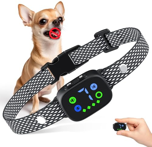Collare antiabbaio per cani di taglia grande, media e piccola, dispositivo anti abbaio per cani, collare intelligente ricaricabile con 7 sensibilità regolabili, collare compatto per corteccia per