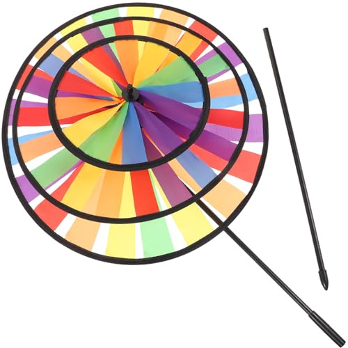 GARIOUANS Mulino a Vento Decorativo da Giardino Grande Multistrato Arcobaleno Resistente alle Intemperie, Girandola Colorata per Esterni per Decorazione di Cortile e Gioco