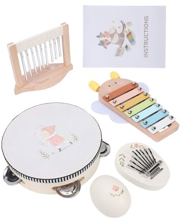 Dilwe Baby-Musikinstrumenten-Set, Frühmusikspielzeug aus Buchenholz, Xylophon und Maracas für Kleinkinder und Kinder