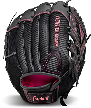 Franklin Sports Fastpitch - Guante de sóftbol para Adultos y jóvenes, Guante para Zurdos, Color Rosa de 33 cm