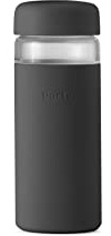 W&P Porter Glass Wide Mouth Bottle w/ Protective Silicone Sleeve | Charcoal 16 Ounces | On-the-Go | Reusable Bottle | Portable and Lightweight | Dishwasher Safe