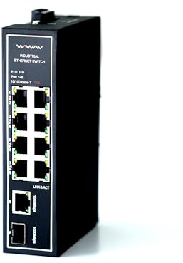 WIWAV WDH-8ET1GT1GF-POE 10/100Mbps Commutateurs Ethernet industriels PoE 10 Ports Non gérés avec Rail DIN/Montage Mural (sans Ventilateur, -30 ℃ ~ 75 ℃)