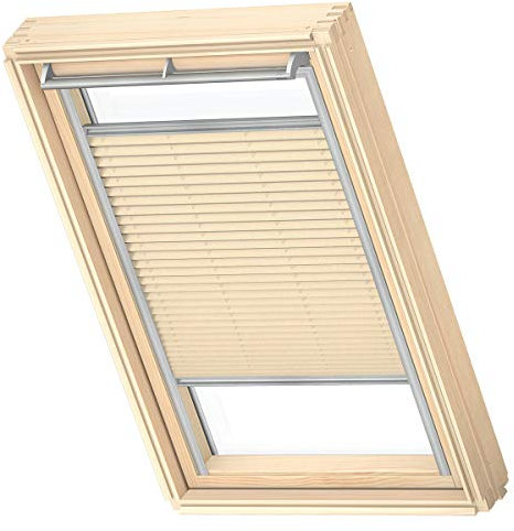 VELUX Original Dachfenster Plissee für S08, Cremebeige, mit Grauer Führungsschiene