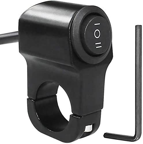 Greluma Interruttore faro moto, 22mm (7/8) Interruttore luce manubrio 12V Interruttore pulsante on-off-on manubrio moto, interruttore luce freno fendinebbia in lega di alluminio
