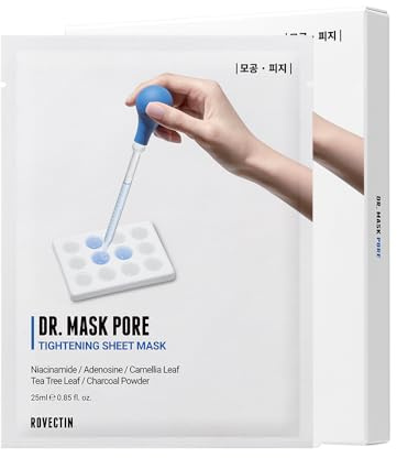 ROVECTIN Dr. Mask Pore Tightening Sheet Mask | Pore Refining & Smoothing Face Mask – Minimizes the Look of Pores, Controls Excess Oil & Improves Skin Texture with Niacinamide