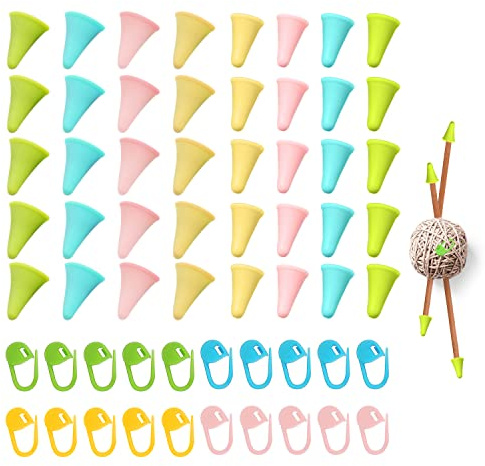 40 stycken nålspetsmössor, med 20 stycken positioneringsspännen, nålspetsskydd, nålpluggar av mjukt gummi, sydd anti-off trådmössa, stickverktygssats