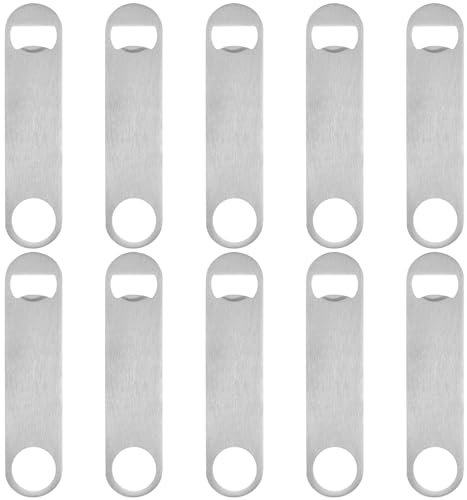 Apribottiglie in Acciaio Inox, 10 Pezzi, Piatto, per Birra, Barista, Cucina, Bar, Ristorante - Argento