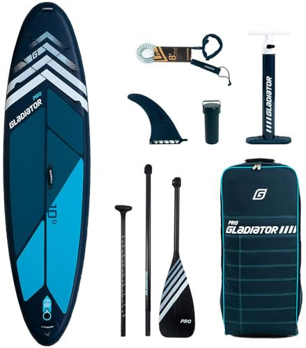 Campsup SUP Gladiator Pro 10'8 Aufblasbares Stand Up Paddle Board | 325 x 86 x15 cm | Surfboard für Einsteiger & Fortgeschrittene mit zubehör | Tragkraft bis 130 Kg