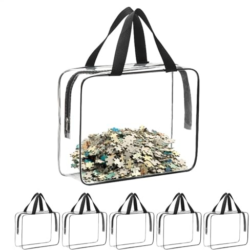 Sacchetti portaoggetti per giocattoli con cerniera, sacchetti per giocattoli - Organizzatore di puzzle per grande capacità,Set di 6 sacchetti organizer per giocattoli in PVC impermeabili per