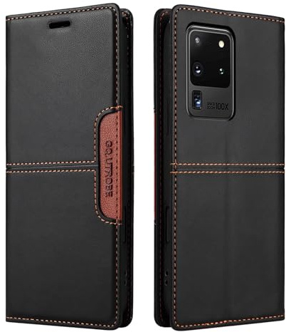 NETANY Compatible pour Samsung Galaxy S20 Ultra Coque de téléphone, étui Portefeuille avec Porte-Carte [Support de Fonction] Rabat en Cuir Étui en Cuir de Protection magnétique (Noir)