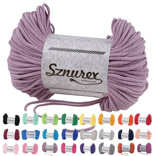 Makramee Garn 5mm x 100m Baumwollschnur Garn für Makramee-Schnur über 50 Farben Oeko-TEX Zertifiziert Baumwollkordel, Baumwollgarn mit Polyesterkern für DIY (Schmutziges Rosa, 5mm/100 Meter)