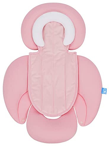 INFANZIA 2-in-1 Head & Body Support for Baby Newborn Infants - Extra Soft Stroller Cushion Pads Car Seat Insert, Perfect for Bouncer, Strollers, Swings (Light Pink)